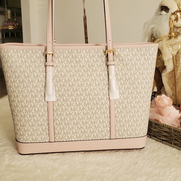 New 🎀 MICHAEL KORS Purse Set Tote LG Vanilla & pink - Picture 4 of 15